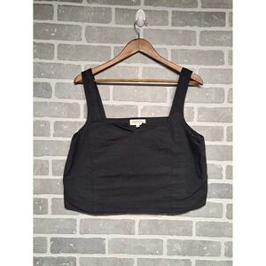 NATION Los‎ Angeles Womens Square Neck Crop Black Tank Top Size Medium